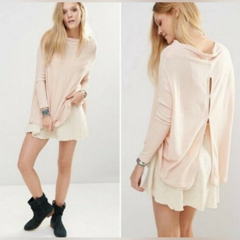 Free People, We The Free, Lover Ribbed Sweater Blush Pink/Peach, Size XS